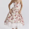 Abito midi in tulle con stampa di rose italiane Mademoiselle