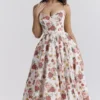 Abito midi in tulle con stampa di rose italiane Mademoiselle