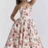 Abito midi in tulle con stampa di rose italiane Mademoiselle