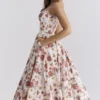 Abito midi in tulle con stampa di rose italiane Mademoiselle