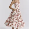 Abito midi in tulle con stampa di rose italiane Mademoiselle