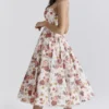 Abito midi in tulle con stampa di rose italiane Mademoiselle