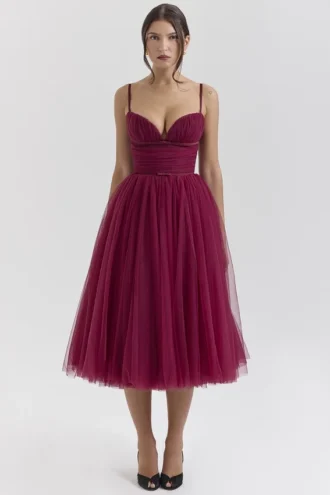 Abito midi in tulle Countess Cabernet