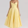 Abito midi in tulle di raso giallo Mademoiselle Sunshine