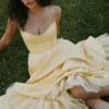 Abito midi in tulle di raso giallo Mademoiselle Sunshine