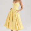 Abito midi in tulle di raso giallo Mademoiselle Sunshine