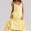 Abito midi in tulle di raso giallo Mademoiselle Sunshine