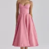 Abito midi in tulle di raso Mademoiselle Raspberry