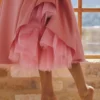 Abito midi in tulle di raso Mademoiselle Raspberry