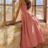 Abito midi in tulle di raso Mademoiselle Raspberry