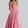 Abito midi in tulle di raso Mademoiselle Raspberry