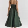 Abito midi in tulle di raso verde bosco Mademoiselle