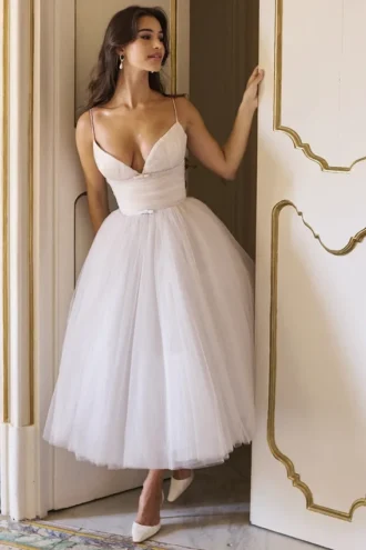 Abito midi in tulle French Dove “Countess”