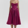 Abito midi in tulle satinato bordeaux Coco