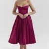 Abito midi in tulle satinato bordeaux Coco