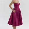 Abito midi in tulle satinato bordeaux Coco