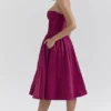 Abito midi in tulle satinato bordeaux Coco