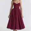 Abito midi in tulle satinato Mademoiselle Wine