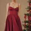 Abito midi in tulle satinato Mademoiselle Wine