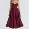 Abito midi in tulle satinato Mademoiselle Wine