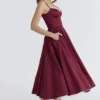 Abito midi in tulle satinato Mademoiselle Wine