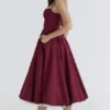 Abito midi in tulle satinato Mademoiselle Wine