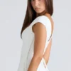 Abito midi in twill con scollo quadrato Raisa bianco