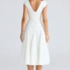 Abito midi in twill con scollo quadrato Raisa bianco