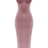 Abito midi in velluto rosa tenue “Azalea”