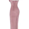 Abito midi in velluto rosa tenue “Azalea”