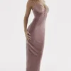 Abito midi in velluto rosa tenue “Azalea”