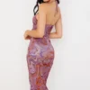 Abito midi Kasia con cut-out e motivo a spirale viola