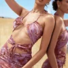 Abito midi Kasia con cut-out e motivo a spirale viola