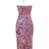 Abito midi Kasia con cut-out e motivo a spirale viola