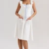 Abito midi Mathilde in cotone bianco con bordi in broderie anglaise