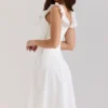 Abito midi Mathilde in cotone bianco con bordi in broderie anglaise