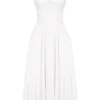 Abito midi Milia bianco con ricamo inglese e cotone