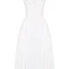 Abito midi Milia bianco con ricamo inglese e cotone
