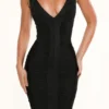 Abito midi nero a fascia “The Icon”