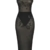Abito midi nero Amirah con cristalli decorati