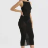 Abito midi nero Amirah con cristalli decorati