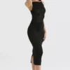 Abito midi nero Amirah con cristalli decorati