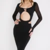 Abito midi nero con cut-out Marina