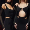 Abito midi nero con cut-out Marina