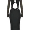 Abito midi nero con cut-out Marina