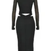 Abito midi nero con cut-out Marina