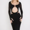 Abito midi nero con cut-out Marina
