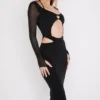 Abito midi nero con cut-out Marina