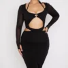Abito midi nero con cut-out Marina