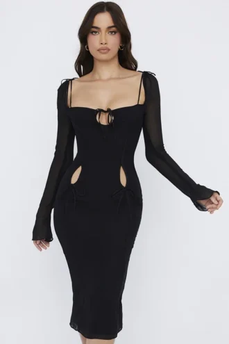 Abito midi nero con cut-out Ophelia